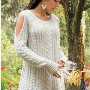 Soft Surroundings Cozy Cold Shoulder Sweater in Grey XS
